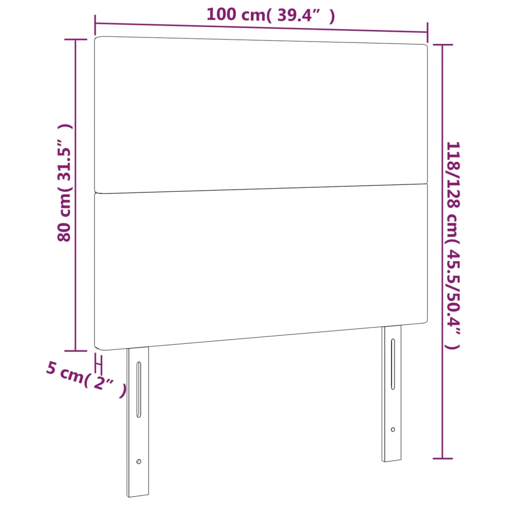 vidaXL LED-voodipeats, tumehall, 100x5x118/128 cm, samet