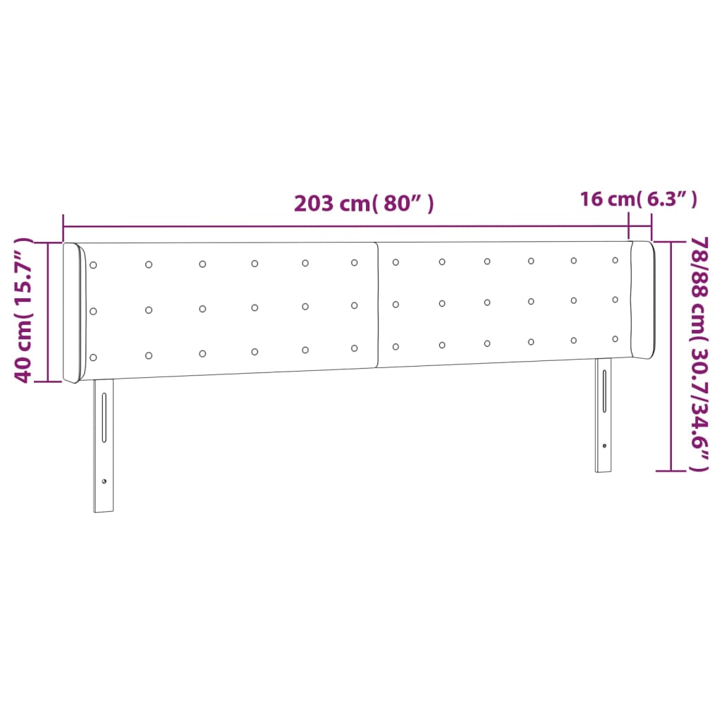 vidaXL voodipeats servadega, valge, 203x16x78/88 cm, kunstnahk