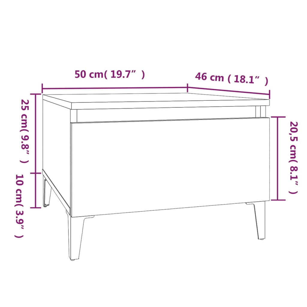 vidaXL lisalauad 2 tk, suitsutatud tamm, 50x46x35 cm, tehispuit