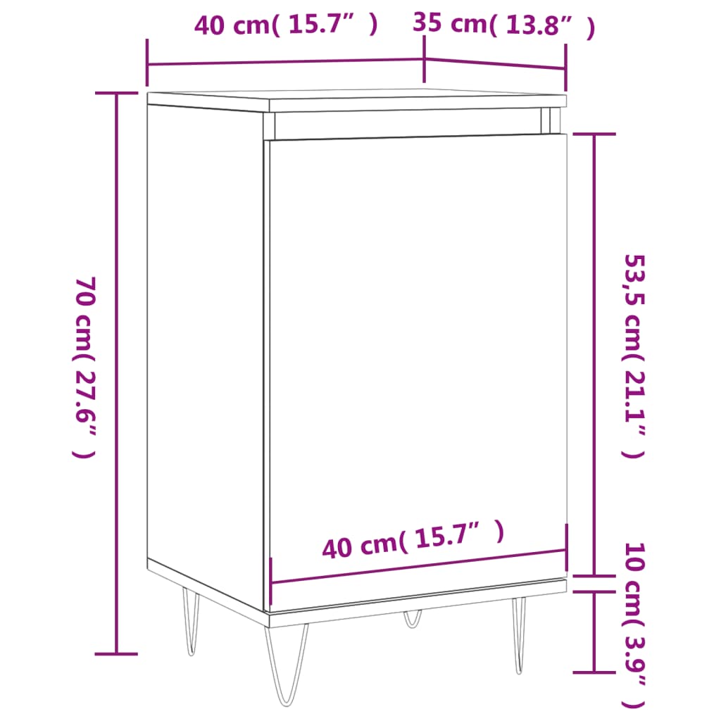 vidaXL puhvetkapid 2 tk, betoonhall, 40 x 35 x 70 cm, tehispuit