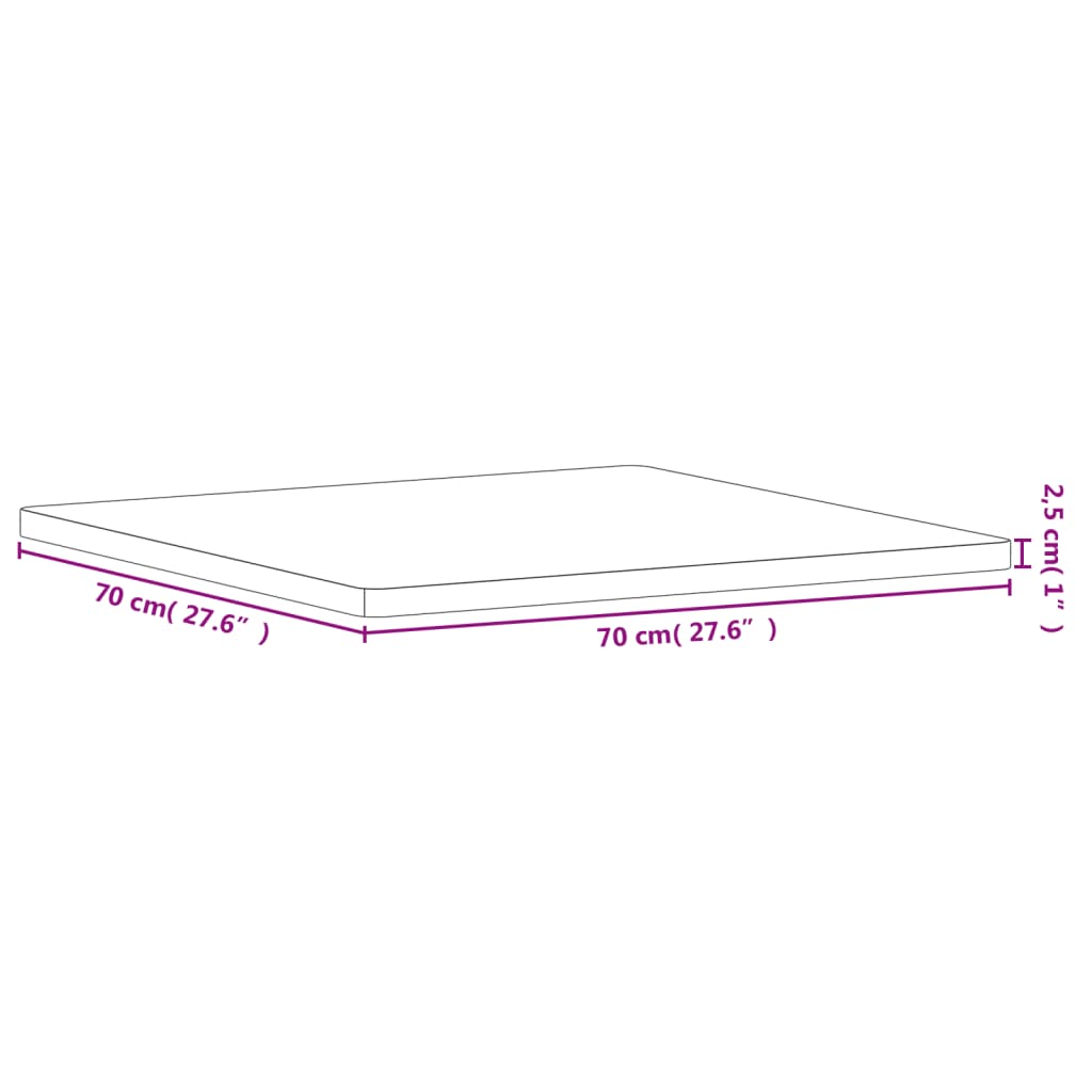 vidaXL lauaplaat, 70 x 70 x 2,5 cm, kandiline, pöökpuu