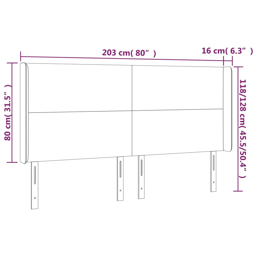 vidaXL LED-voodipeats, tumepruun, 203x16x118/128 cm, kangas