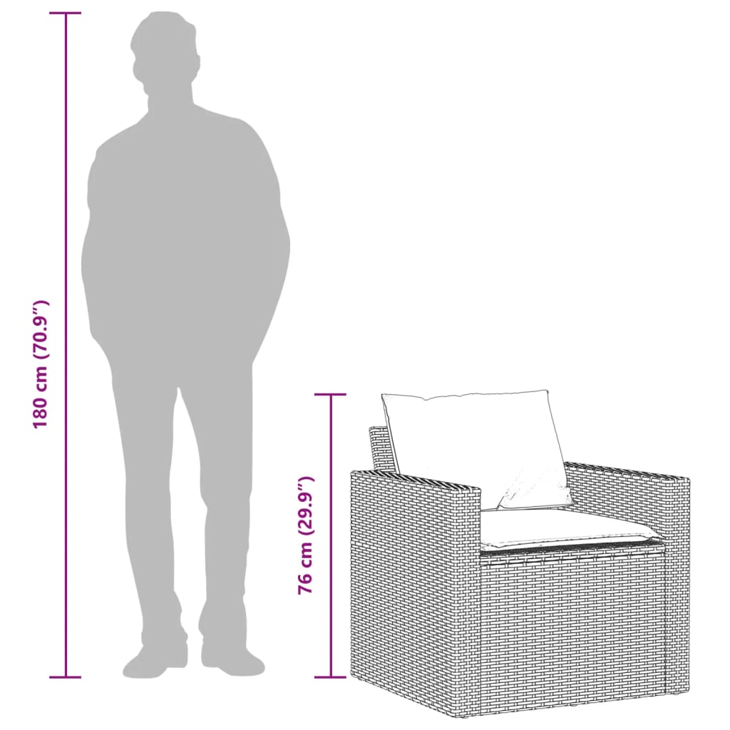 vidaXL 4-osaline aiamööblikomplekt patjadega, pruun, polürotang