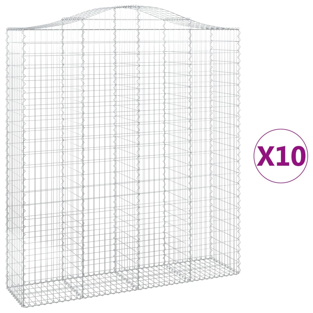 vidaXL kaarekujulised gabioonkorvid 10 tk, 200x50x220/240 cm, raud