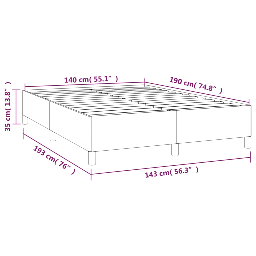 vidaXL voodiraam, must, 140x190 cm, samet