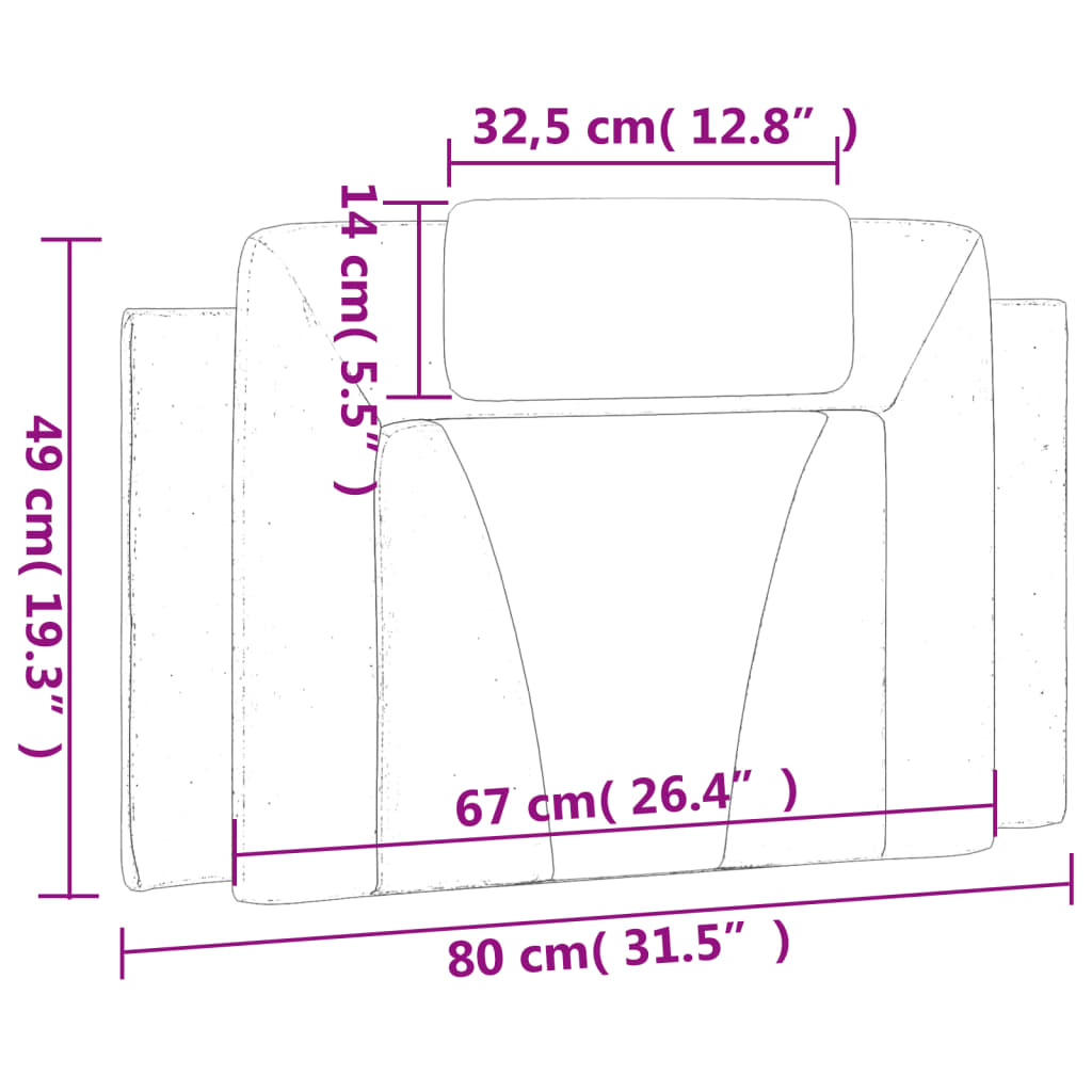 vidaXL voodipeatsi padi, valge ja must, 80 cm, kunstnahk