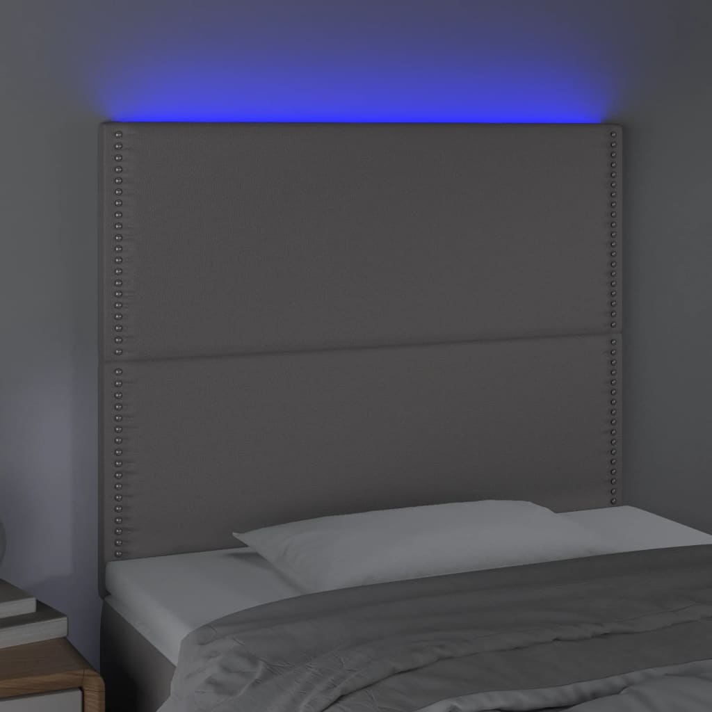 vidaXL LED-voodipeats, hall, 90x5x118/128 cm, kunstnahk