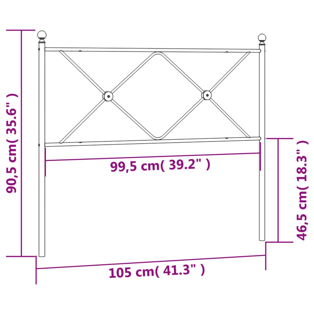 vidaXL metallist voodipeats, must, 100 cm