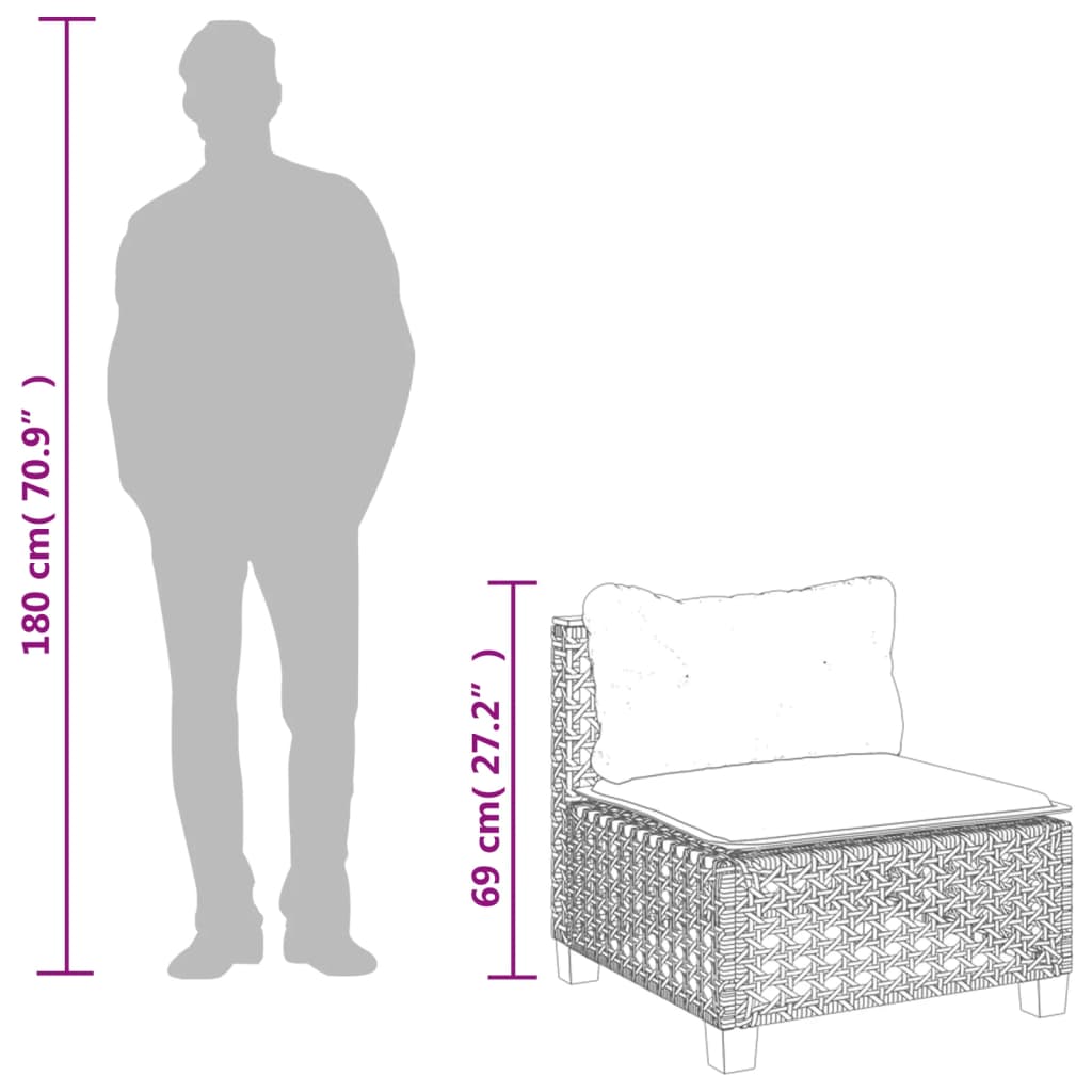 vidaXL 5-osaline aiadiivanikomplekt patjadega, must, polürotang