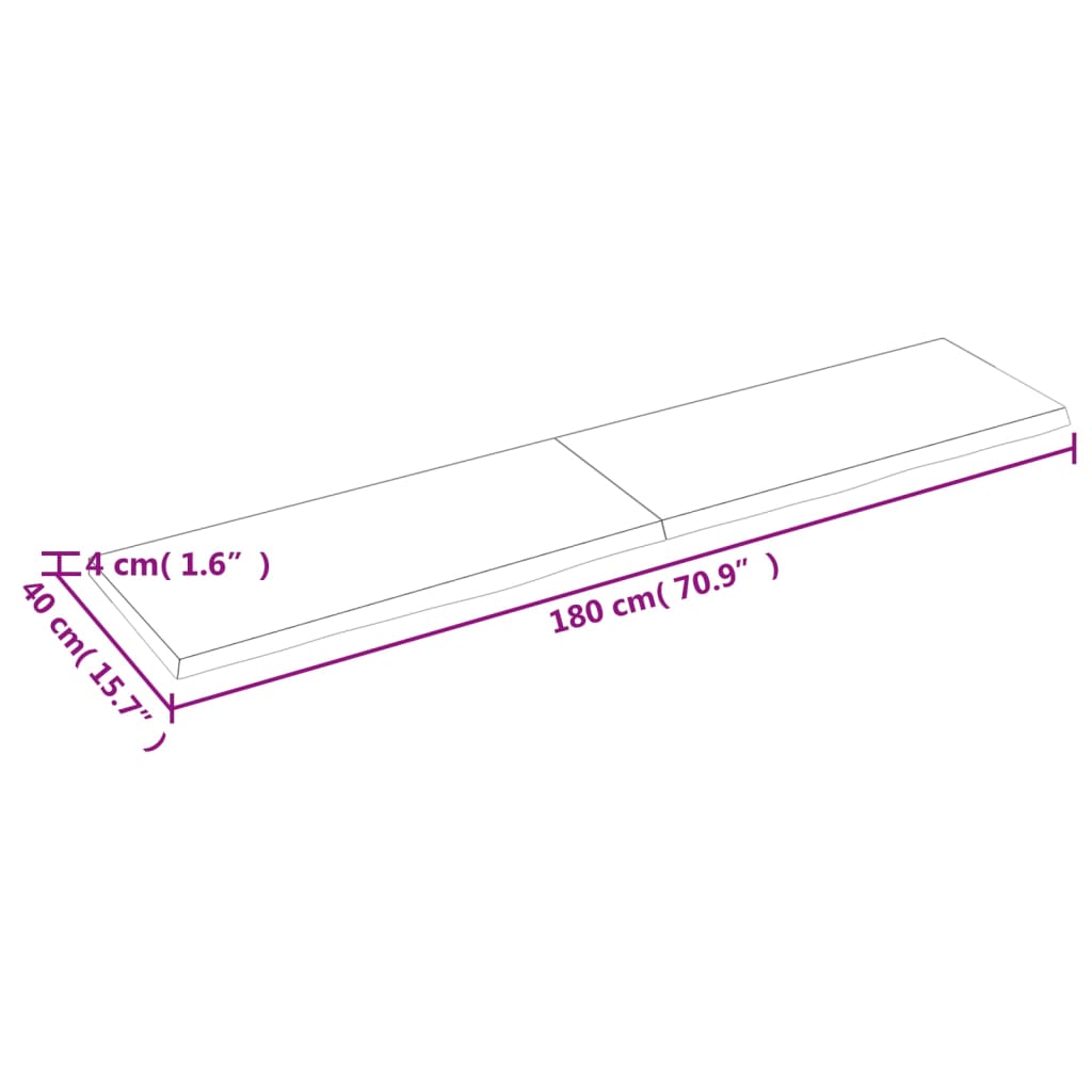 vidaXL seinariiul, helepruun, 180 x 40 x (2-4) cm, töödeldud tammepui