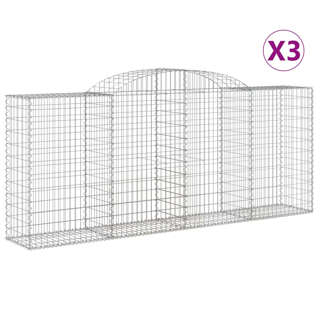 vidaXL kaarekujulised gabioonkorvid 3 tk, 300x50x120/140 cm, raud