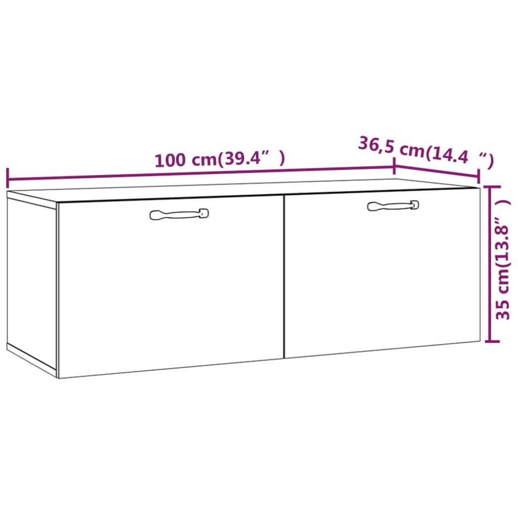 vidaXL seinakapp, Sonoma tamm, 100x36,5x35 cm, tehispuit