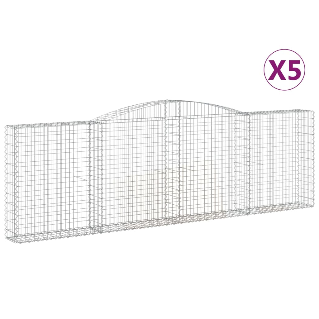 vidaXL kaarekujulised gabioonkorvid 5 tk, 400x30x120/140 cm, raud