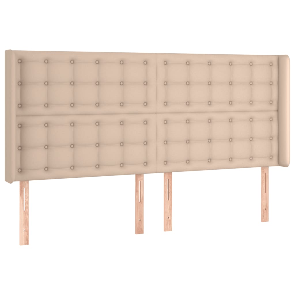 vidaXL LED-voodipeats, Cappuccino, 203x16x118/128 cm, kunstnahk