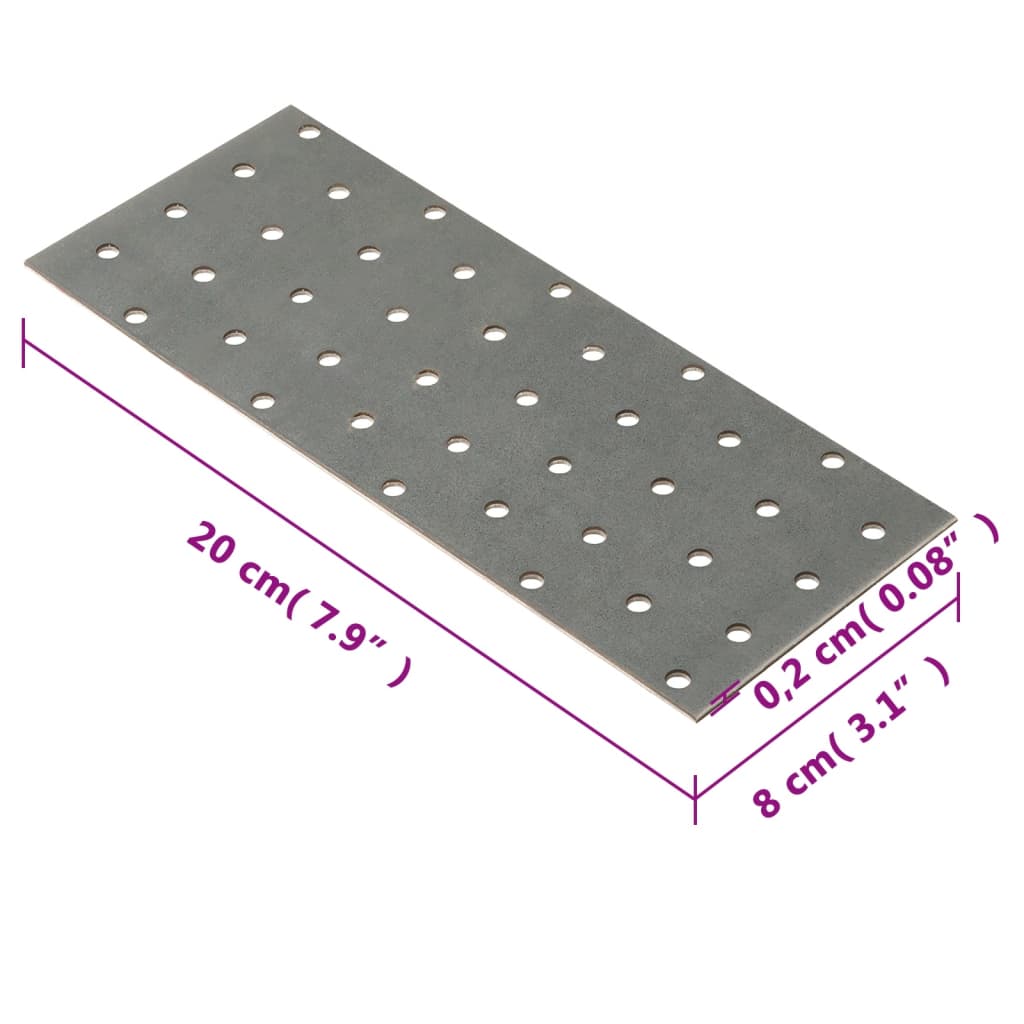 vidaXL naelutusplaadid 40 tk, 2 mm, 200x80 mm, tsingitud teras