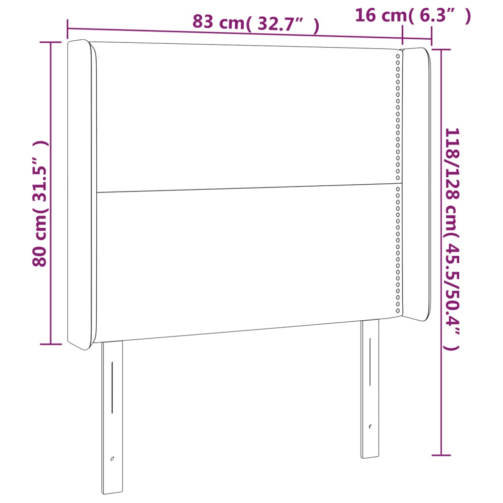 vidaXL LED-voodipeats, helehall, 83x16x118/128 cm, kangas