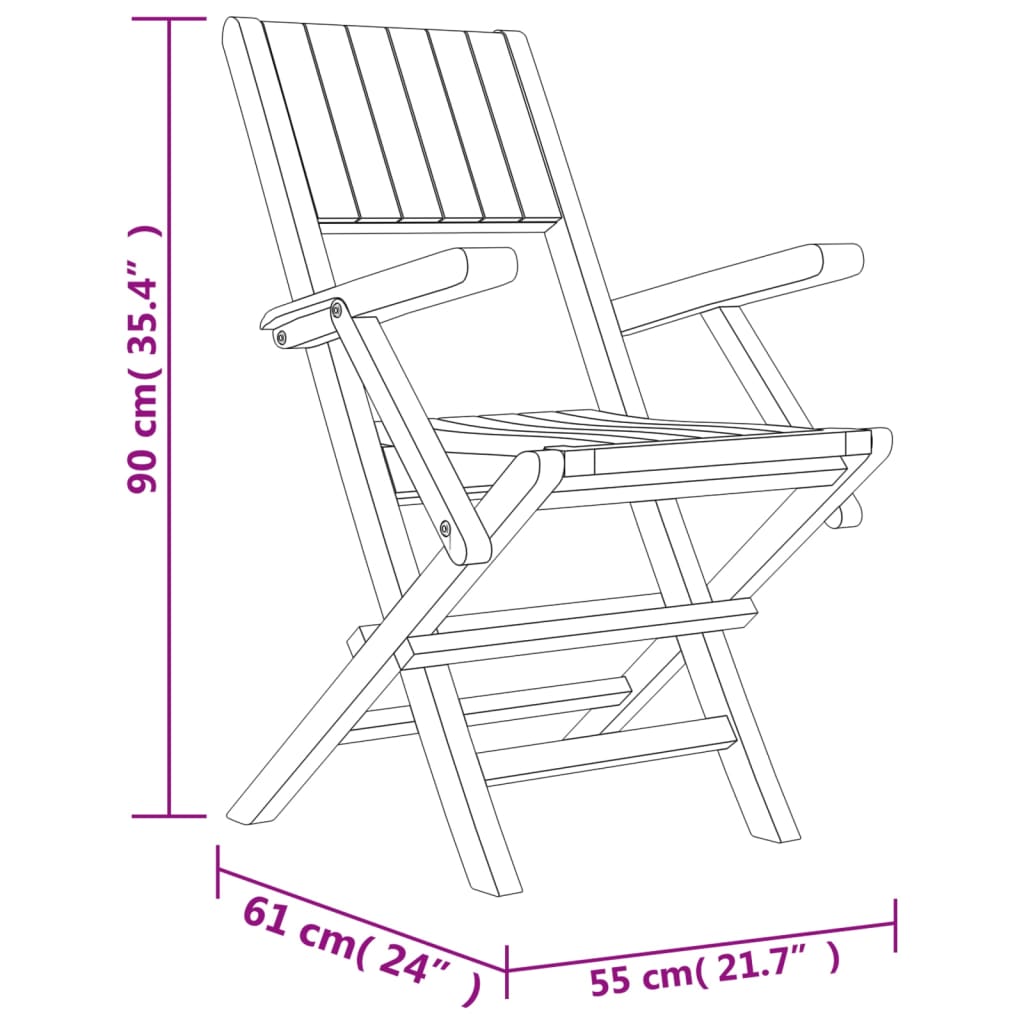 vidaXL kokkupandavad aiatoolid 6 tk, 55 x61 x 90 cm, tiikpuu