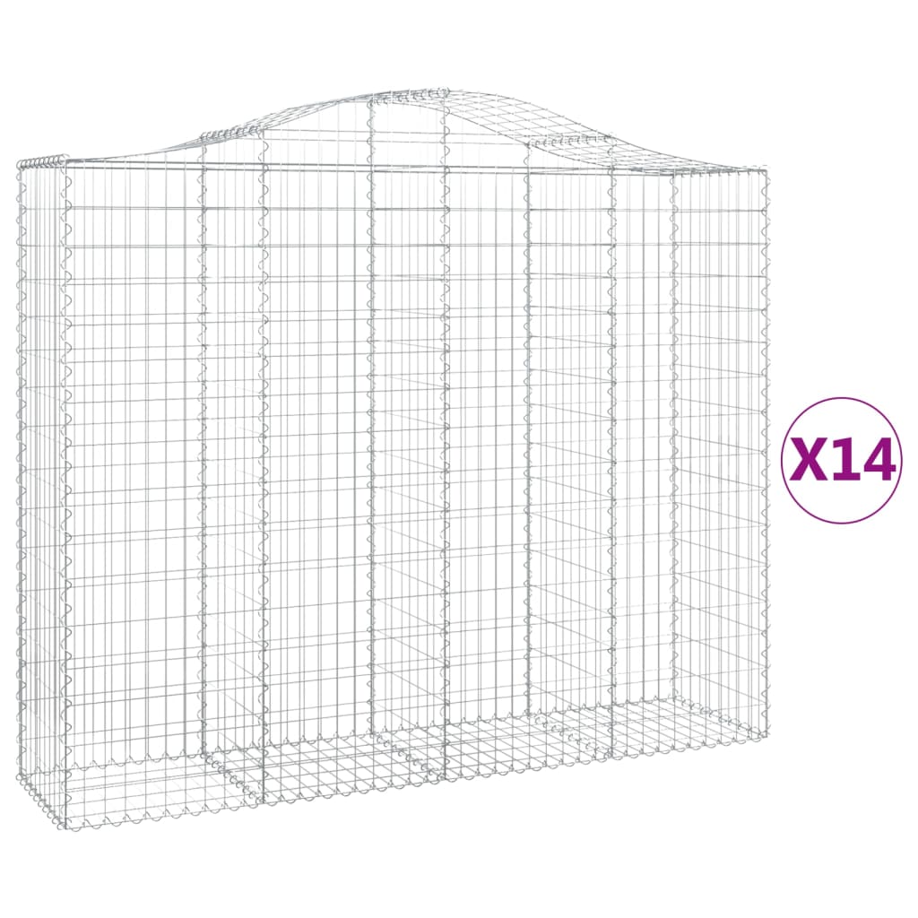 vidaXL kaarekujulised gabioonkorvid 14 tk, 200x50x160/180 cm, raud