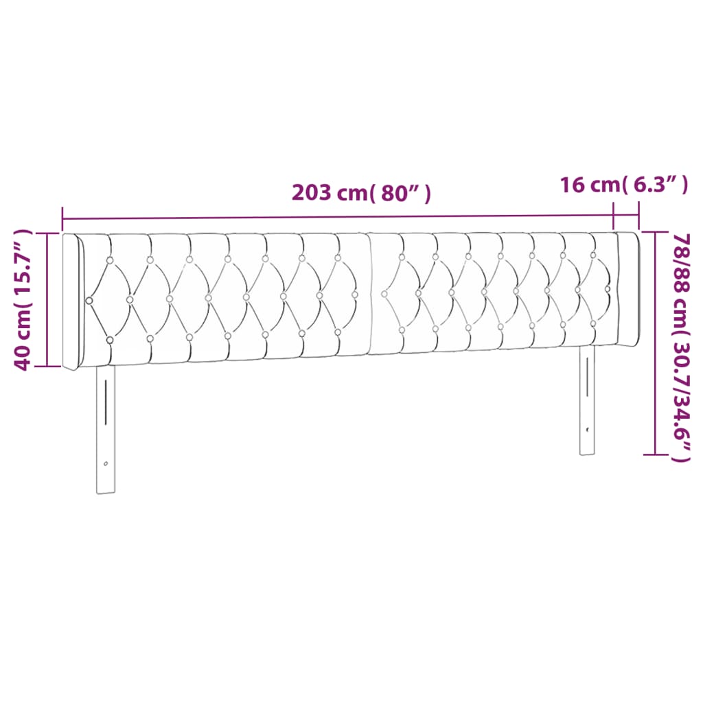 vidaXL LED-voodipeats, tumepruun, 203x16x78/88 cm, kangas