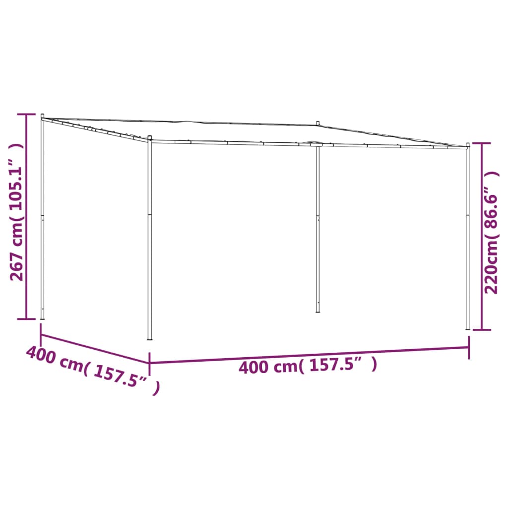 vidaXL varikatus, valge, 3x3 m 180 g/m², kangas ja teras