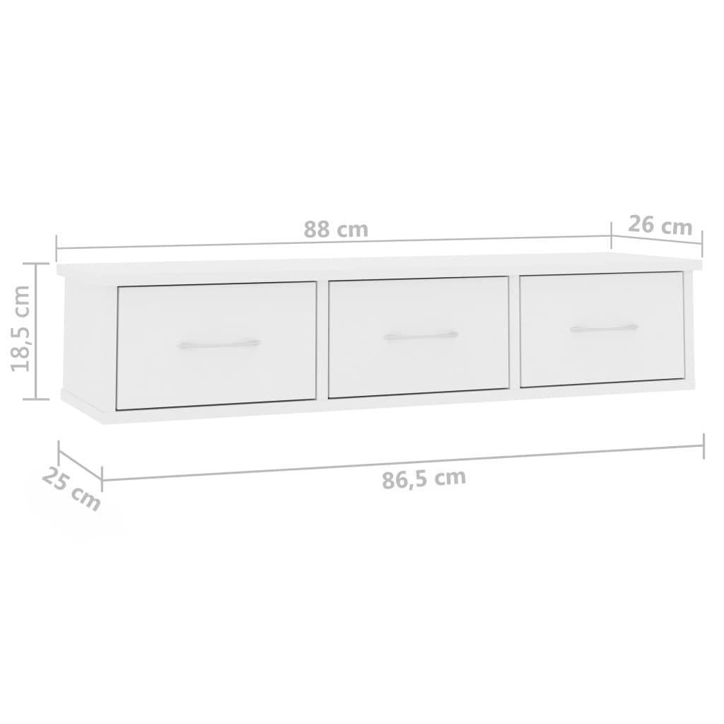 vidaXL seinasahtlid, valge 88x26x18,5 cm puitlaastplaat