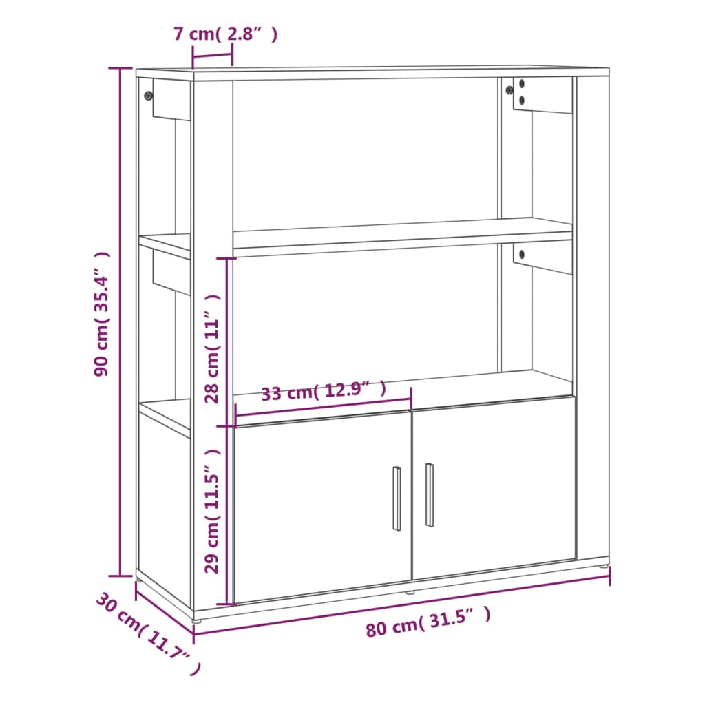 vidaXL puhvetkapp, suitsutatud tamm, 80x30x90 cm, tehispuit