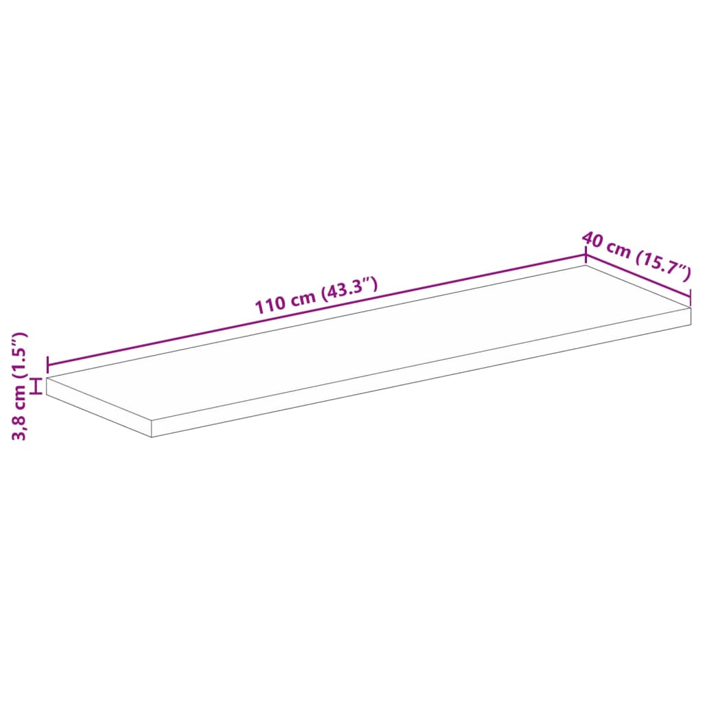 vidaXL lauaplaat, 110x40x3,8 cm, ristkülikukujuline, taastatud puit