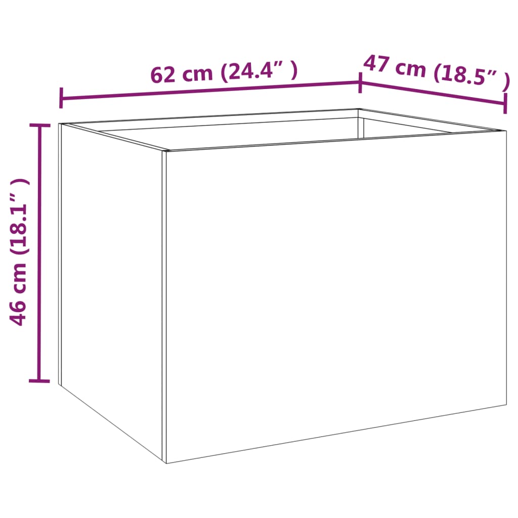 vidaXL taimekast, 62x47x46 cm, Corten teras