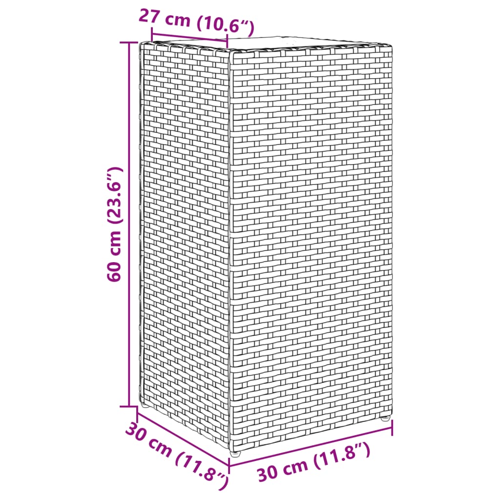 vidaXL taimekast, hall, 30 x 30 x 60 cm, polürotang