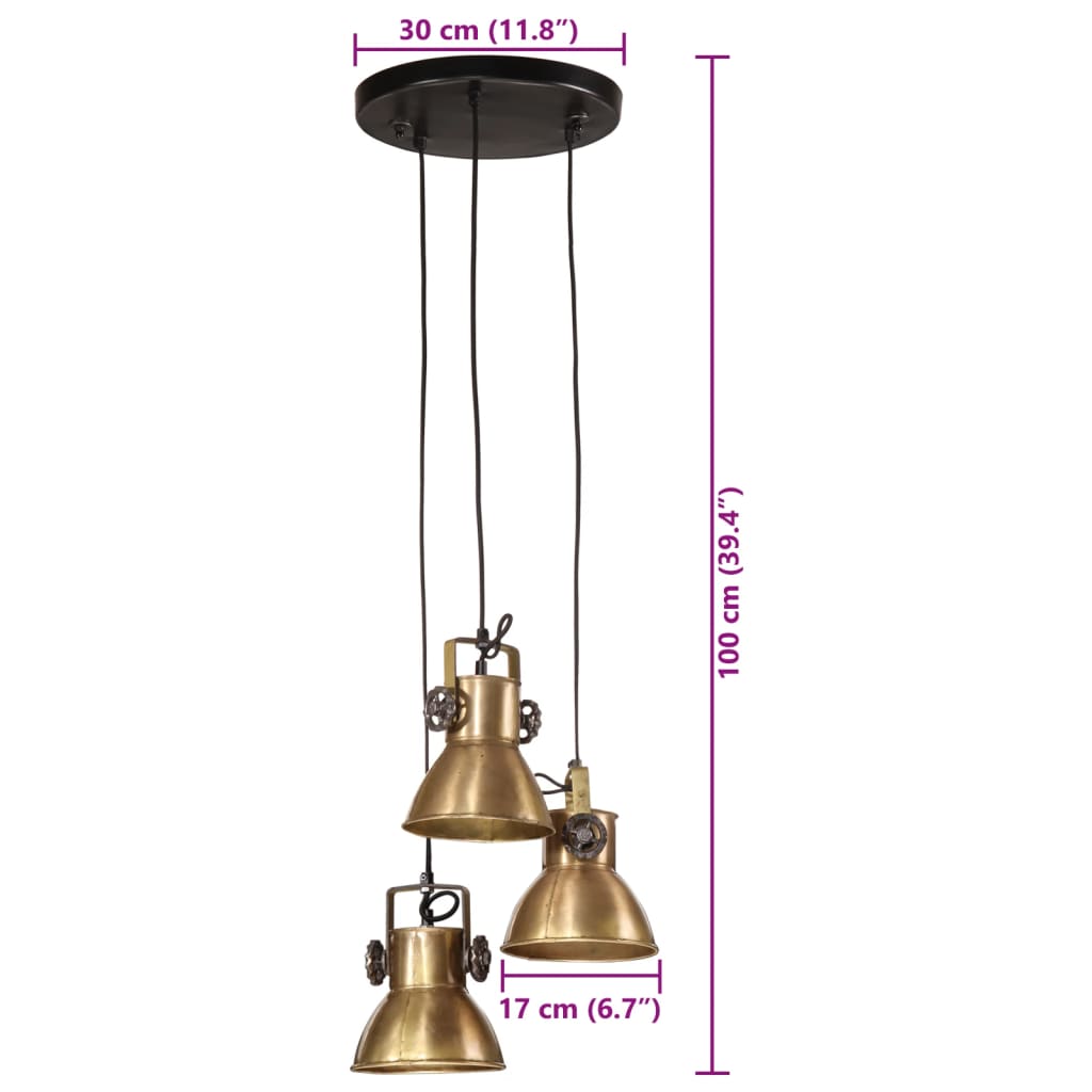 vidaXL laelamp, 25 W, antiik, messing, 30 x 30 x 100 cm, E27