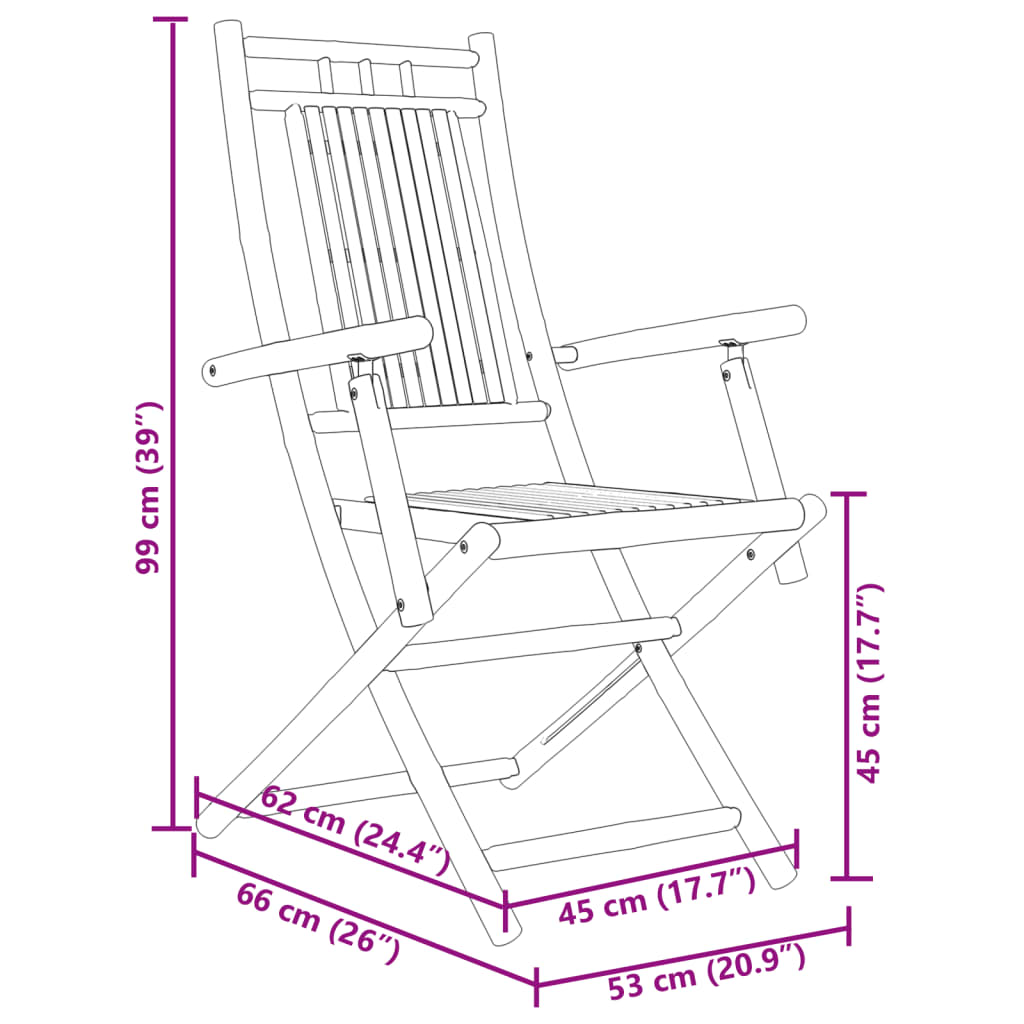 vidaXL kokkupandavad aiatoolid 6 tk, 53x66x99 cm, bambus