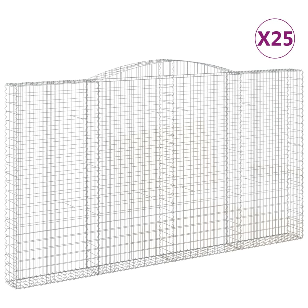 vidaXL kaarekujulised gabioonkorvid 25 tk, 400x30x220/240 cm, raud