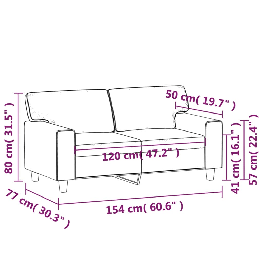 vidaXL kahekohaline diivan, must, 120 cm, kunstnahk