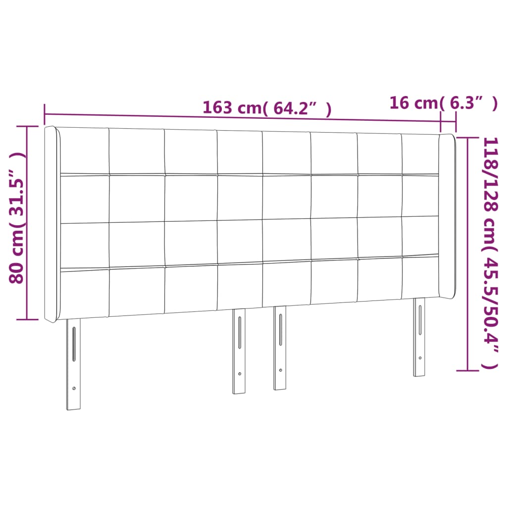 vidaXL LED-voodipeats, tumesinine, 163x16x118/128 cm, samet