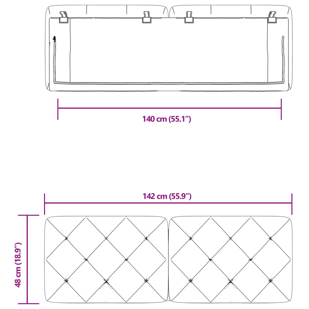 vidaXL voodipeatsi padi, tumehall, 140 cm, samet