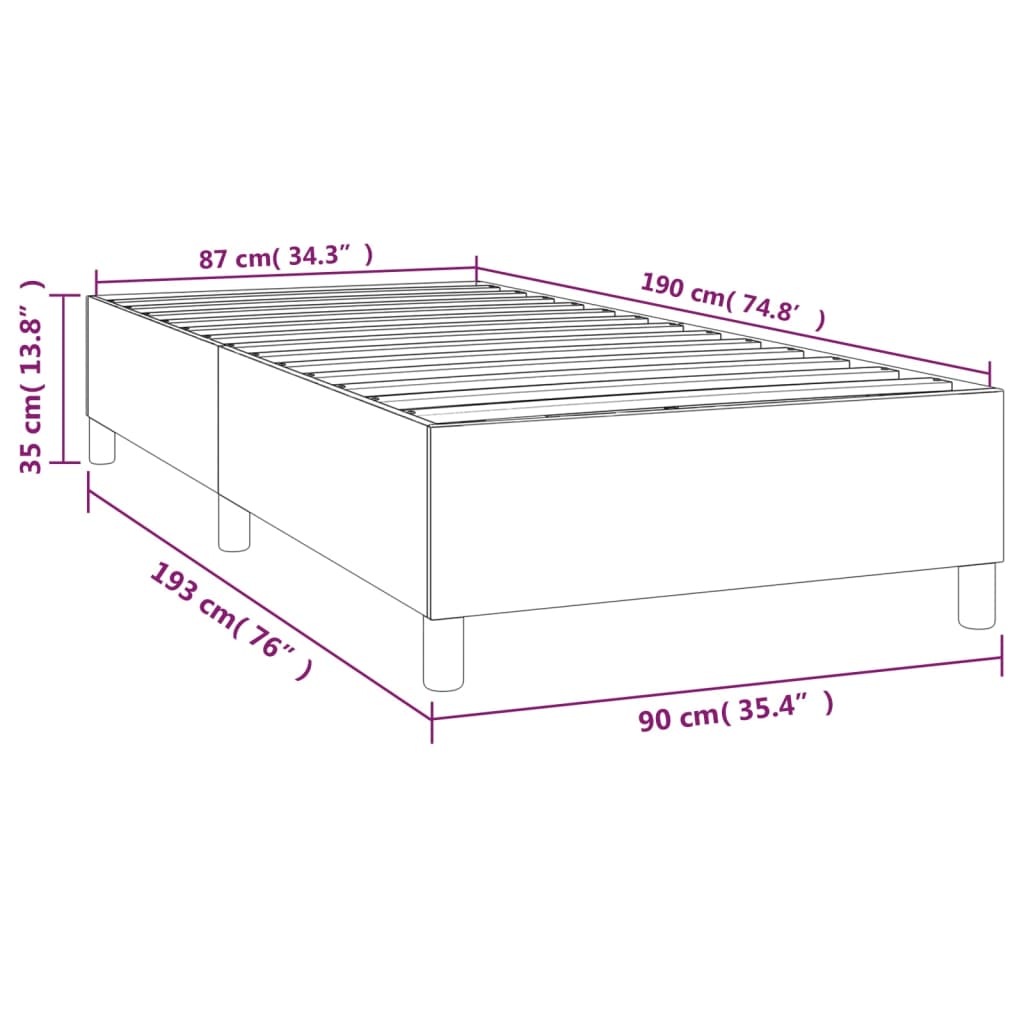 vidaXL voodiraam, tumesinine, 90x190 cm, samet