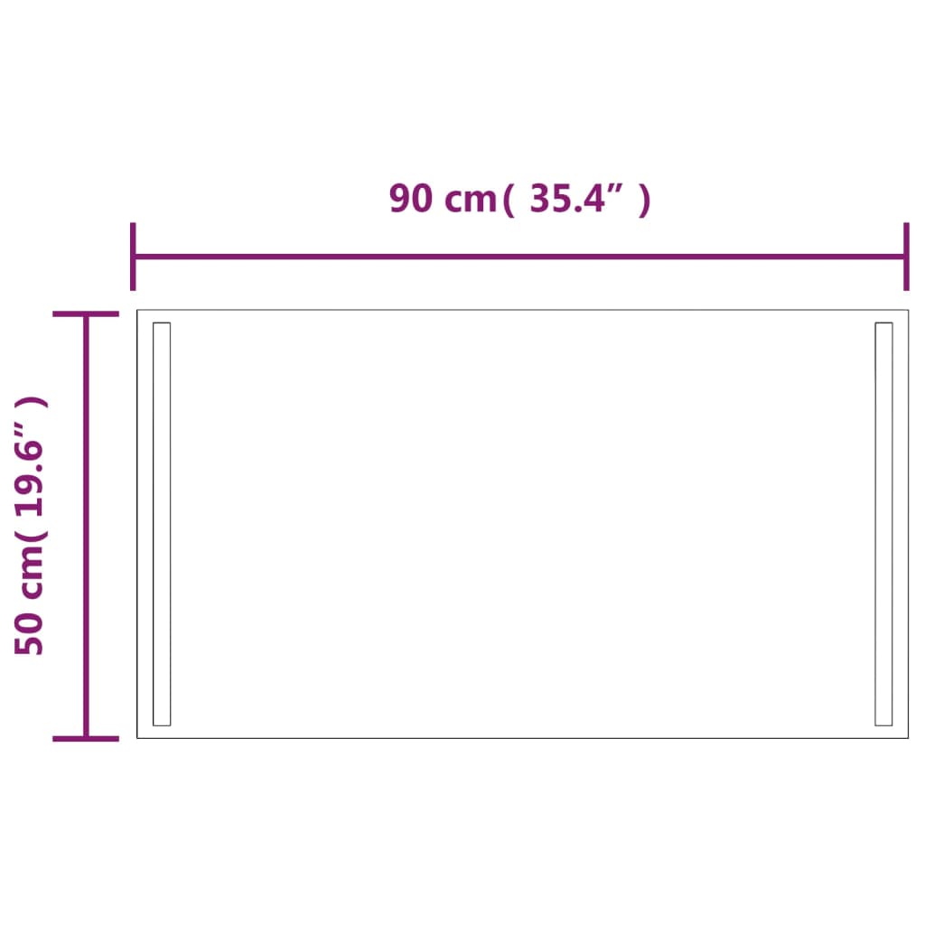 vidaXL LED-vannitoapeegel, 50x90 cm