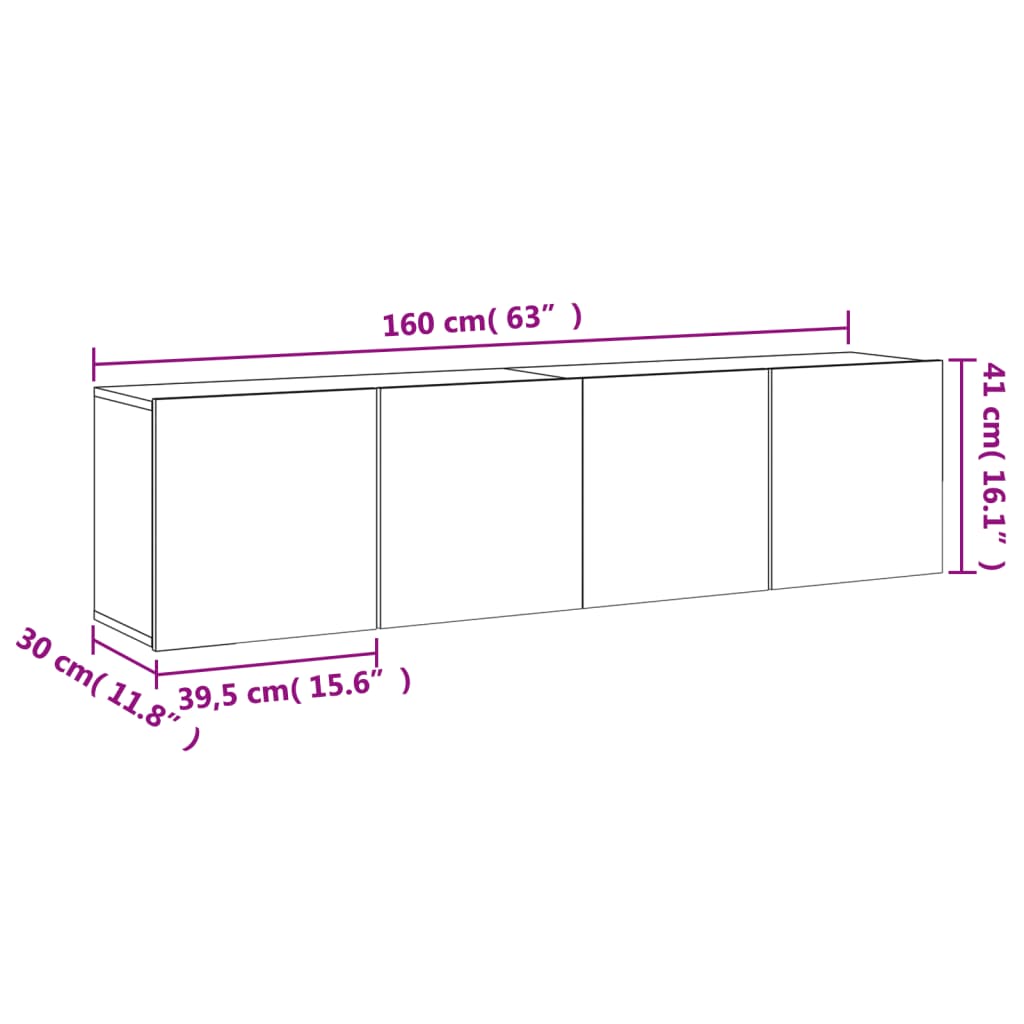 vidaXL seinale kinnitatavad telerikapid 2 tk, betoonhall, 80x30x41 cm