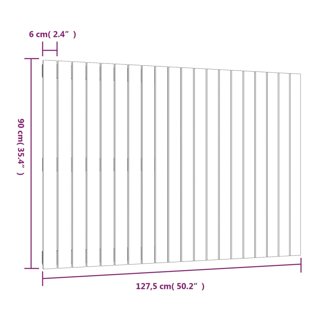 vidaXL seinale kinnitatav voodipeats, must, 127,5x3x90 cm, männipuit