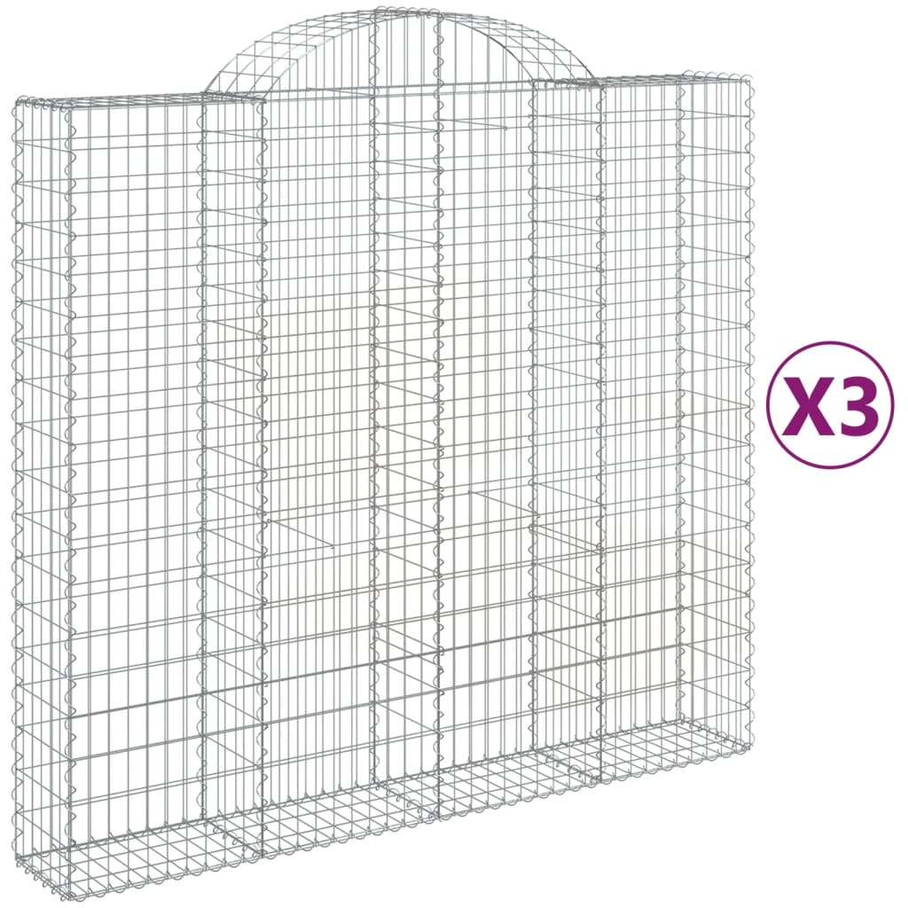 vidaXL kaarekujulised gabioonkorvid 3 tk, 200x50x180/200 cm, raud