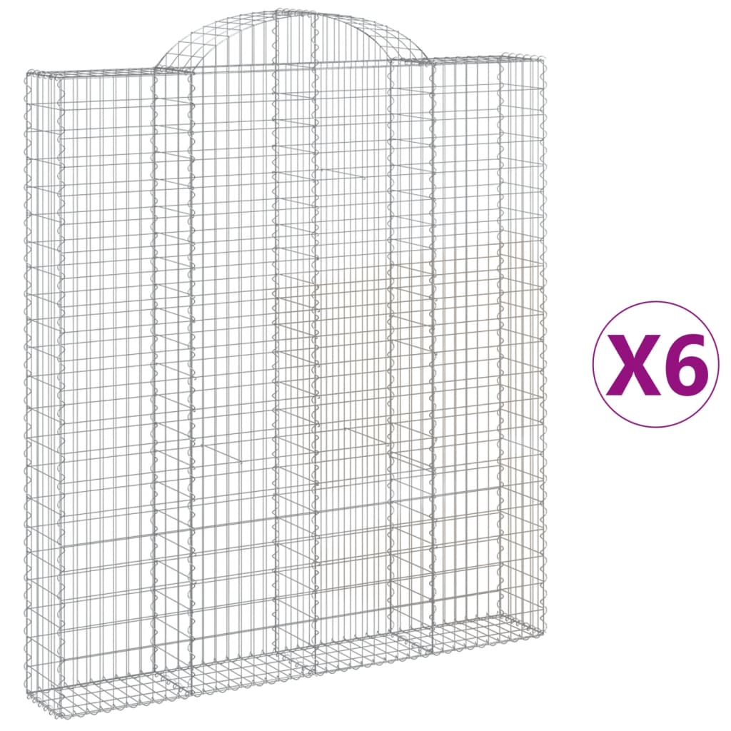 vidaXL kaarekujulised gabioonkorvid 6 tk, 200x30x220/240 cm, raud