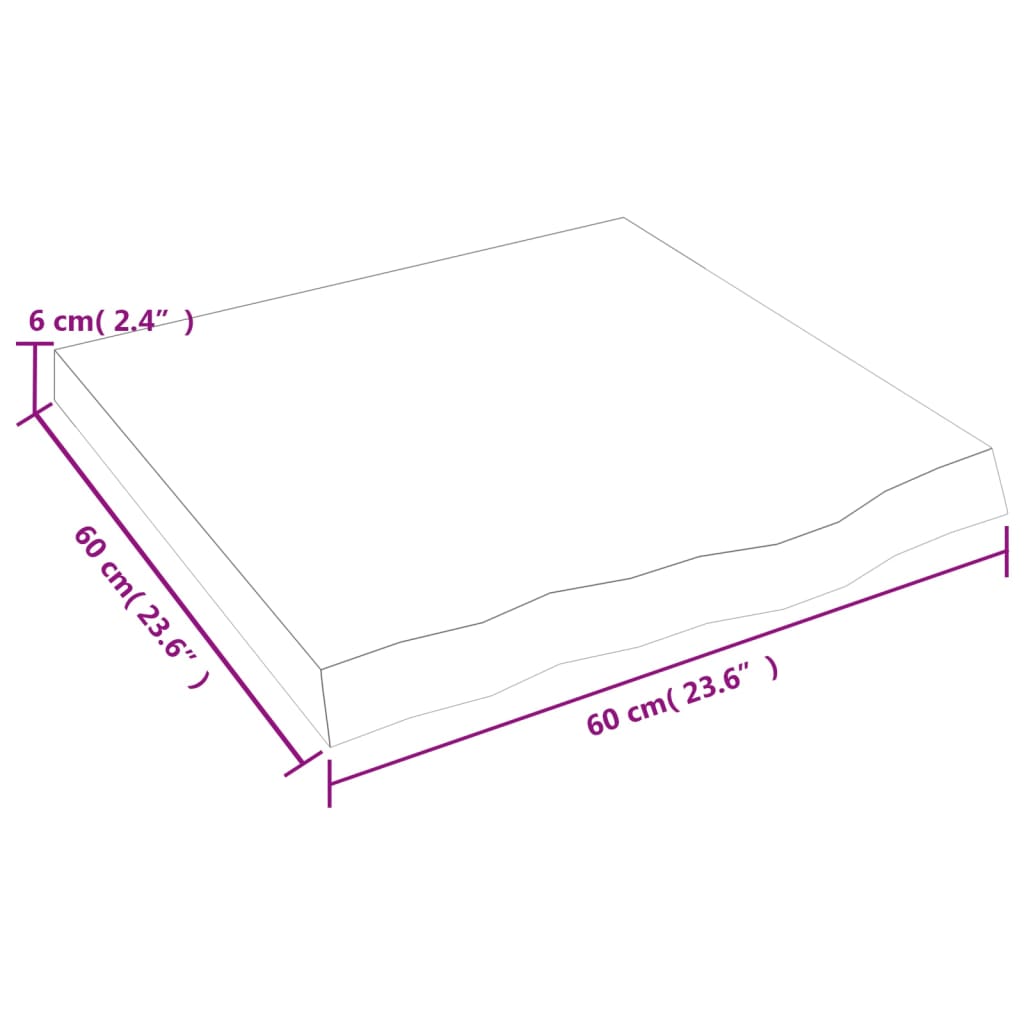 vidaXL lauaplaat, helepruun, 60 x 60 x (2-6) cm, töödeldud tammepuit