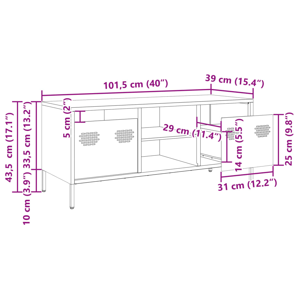 vidaXL telerikapp, oliiviroheline 101,5x39x43,5 cm külmvaltsitud teras