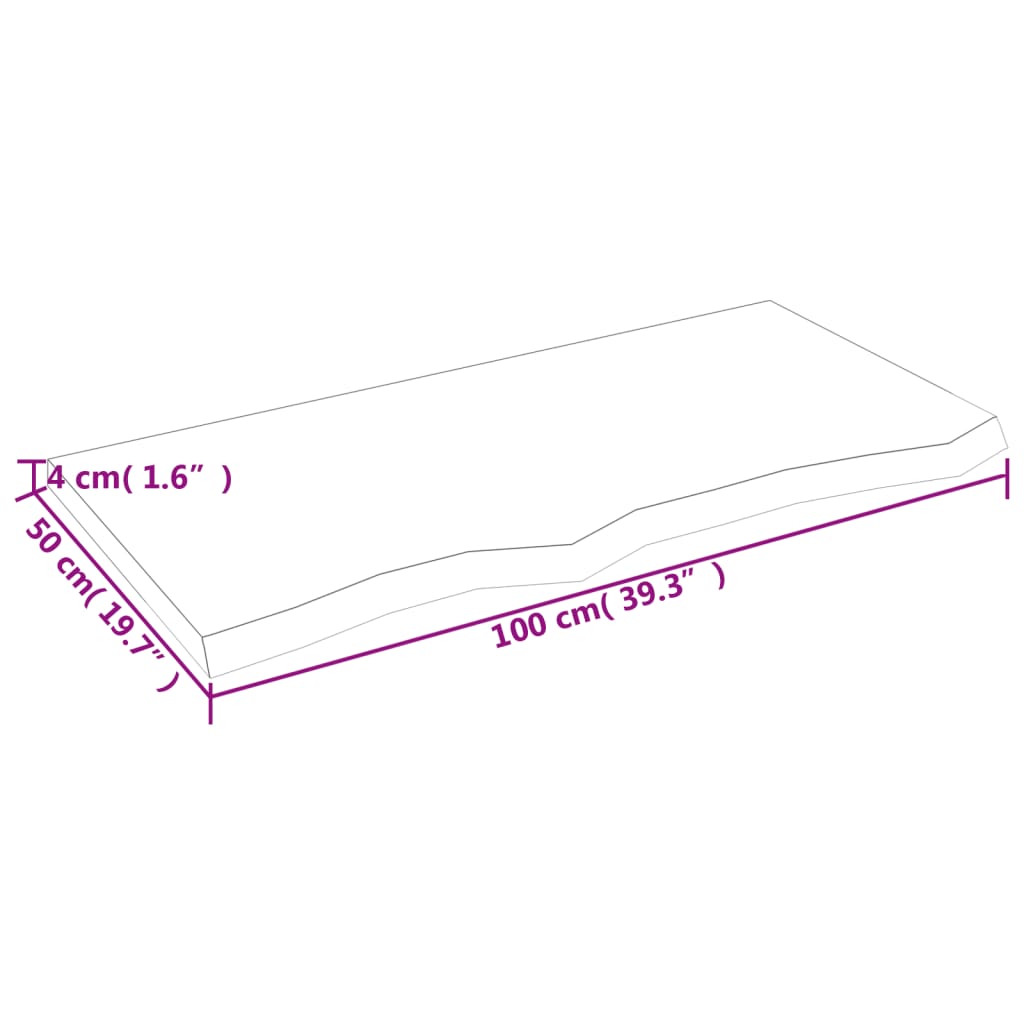 vidaXL vannitoa tasapind, 100 x 50 x (2-4) cm, töötlemata täispuit