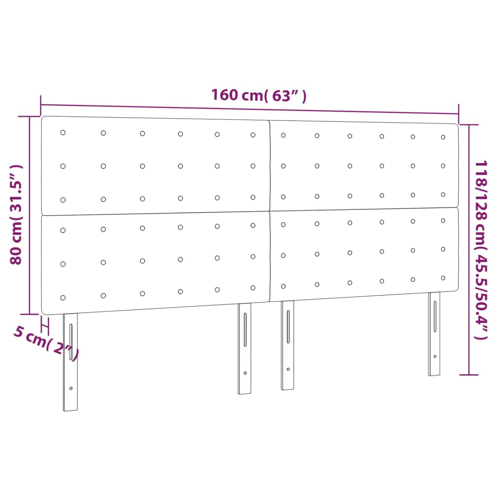 vidaXL voodipeatsid 4 tk, helehall, 80x5x78/88 cm, kangas