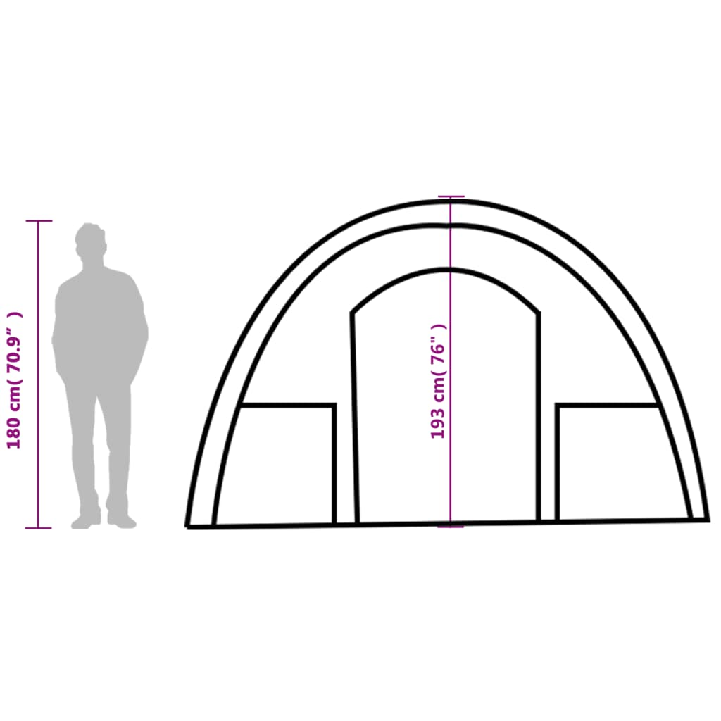 vidaXL matkatelk 4 inimesele, tunnel, roheline, veekindel