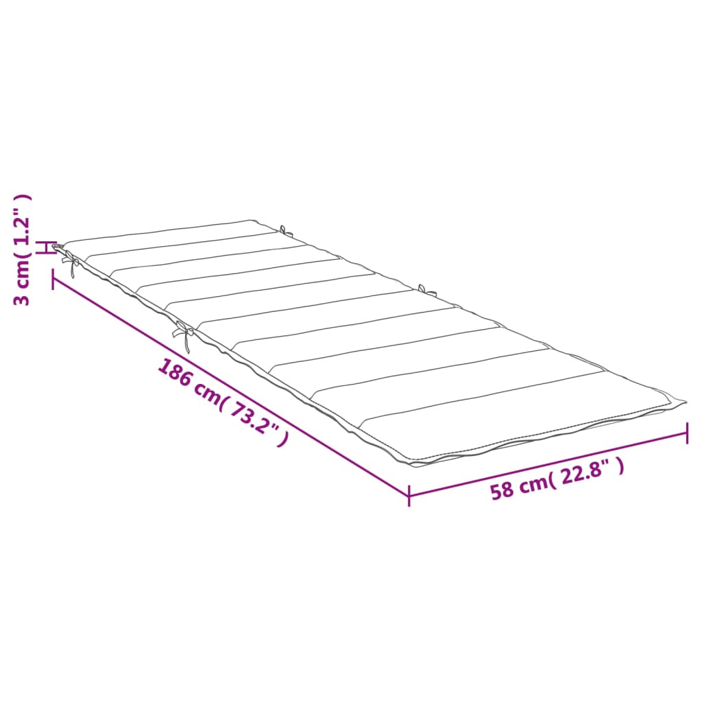 vidaXL päevitustooli padi, antratsiithall, 186 x 58 x 3 cm, kangas