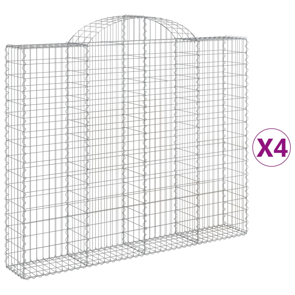 vidaXL kaarekujulised gabioonkorvid 4 tk, 200x30x160/180 cm, raud