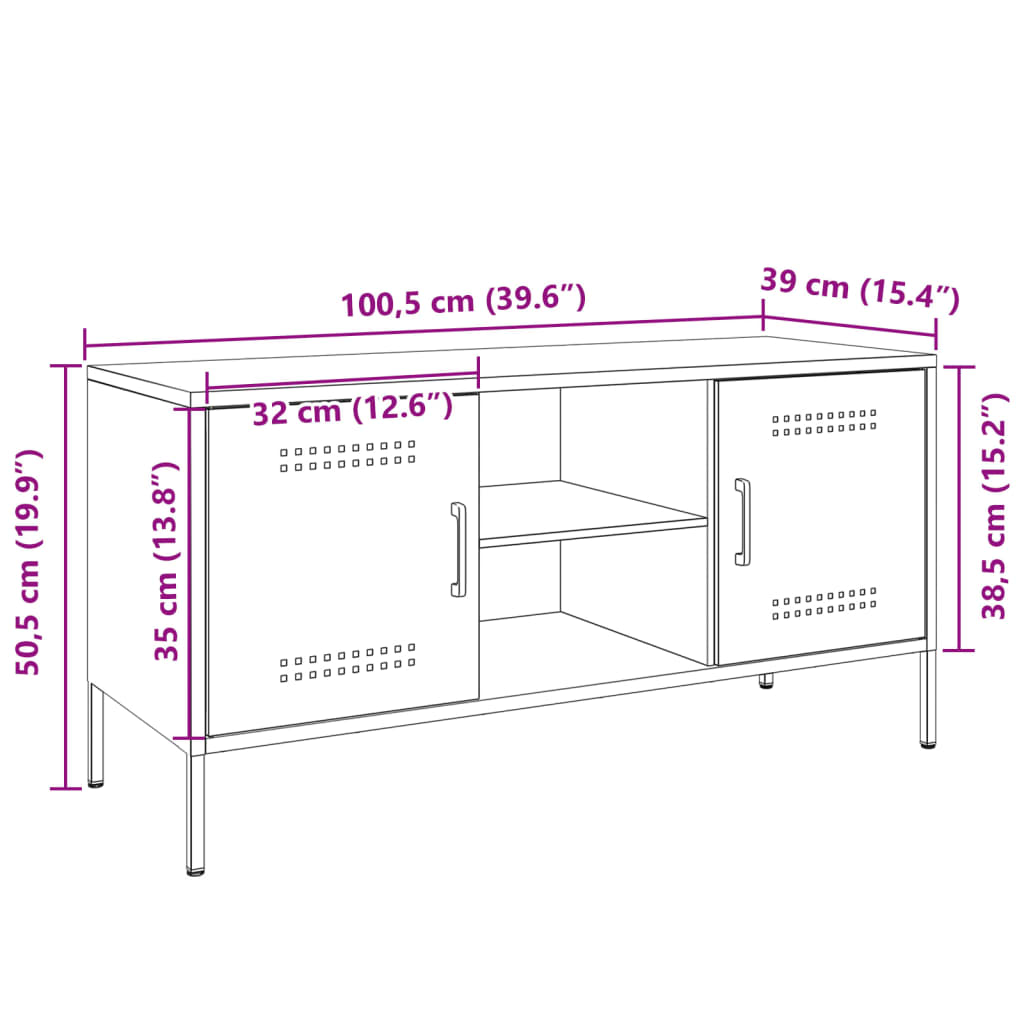 vidaXL telerikapp, antratsiithall, 100,5 x 39 x 50,5 cm, teras