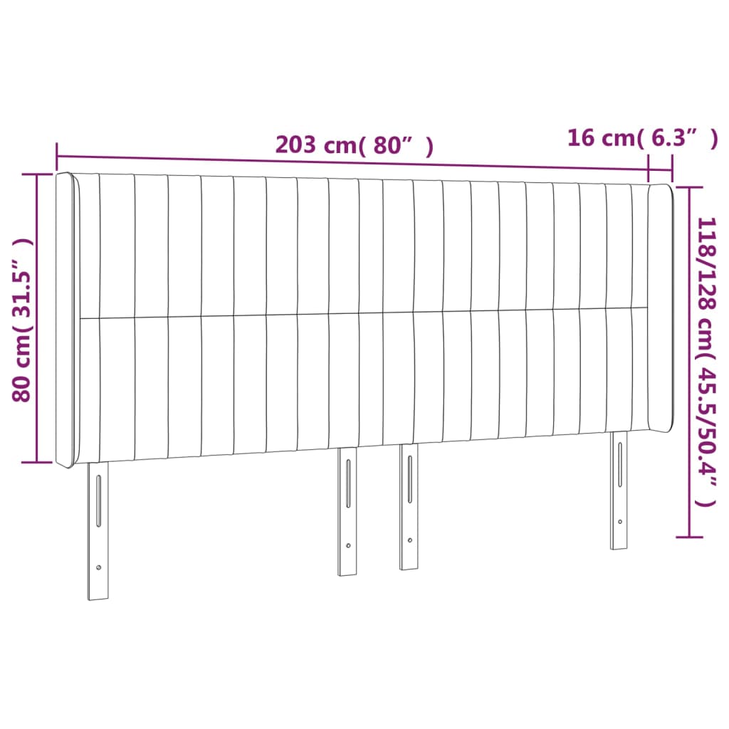 vidaXL voodipeats servadega, helehall, 203x16x118/128 cm, samet